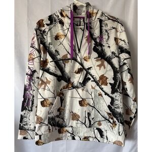 Women's Legendary Whitetails White Purple Camo 1/4 Zip Hoodie Sweatshirt Size M